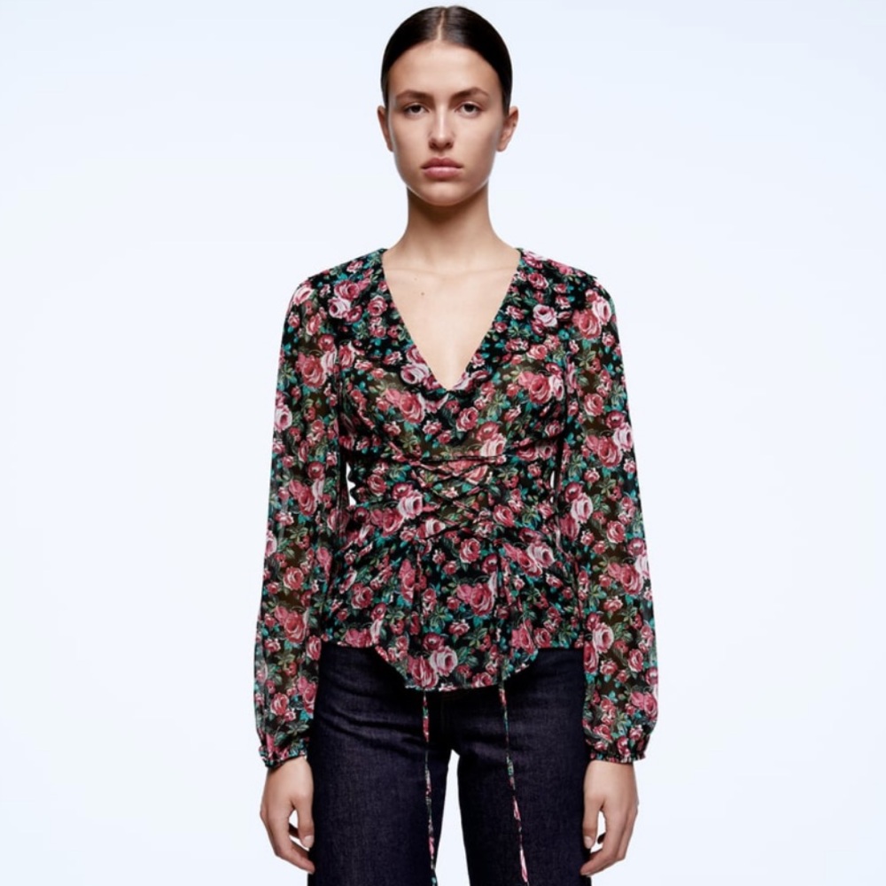 ZARA | Floral Printed Blouse | NWOT